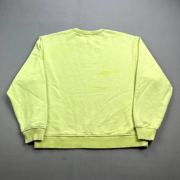 Acne Studios Sweatshirt Womens XXS Fluo Green Neon Yellow Stamp Logo Relaxed Fit - Picture 4 of 12